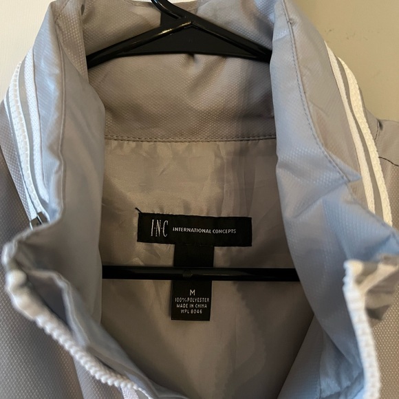 INC medium silver/gray and white windbreaker / jacket - new without tags - Picture 2 of 2